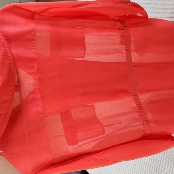Chicos Sheer Shacket Traveling Coral orange size 2 Large 8/10 Lagenlook Fall - Picture 8 of 10
